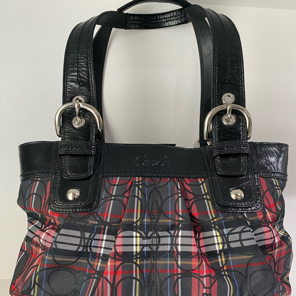Coach Poppy Tartan Plaid Shoulder Handbag
